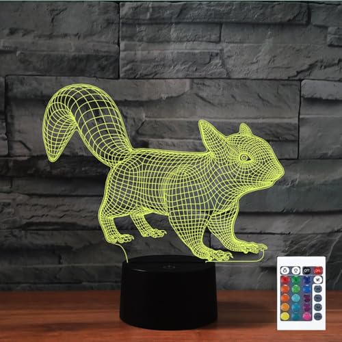 Lámpara de Mesa Ilusión 3D Squirrel con Control Remoto