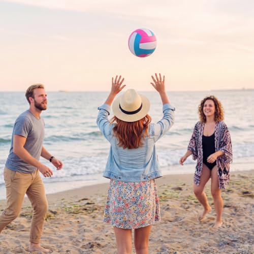 Image of Vinsot Size 5 Recreational Volleyball with Air Pump | Soft Volleyballs for Outdoor Indoor Waterproof Volleyball Ball Bulk for Beach Gym Training Swimming Pool