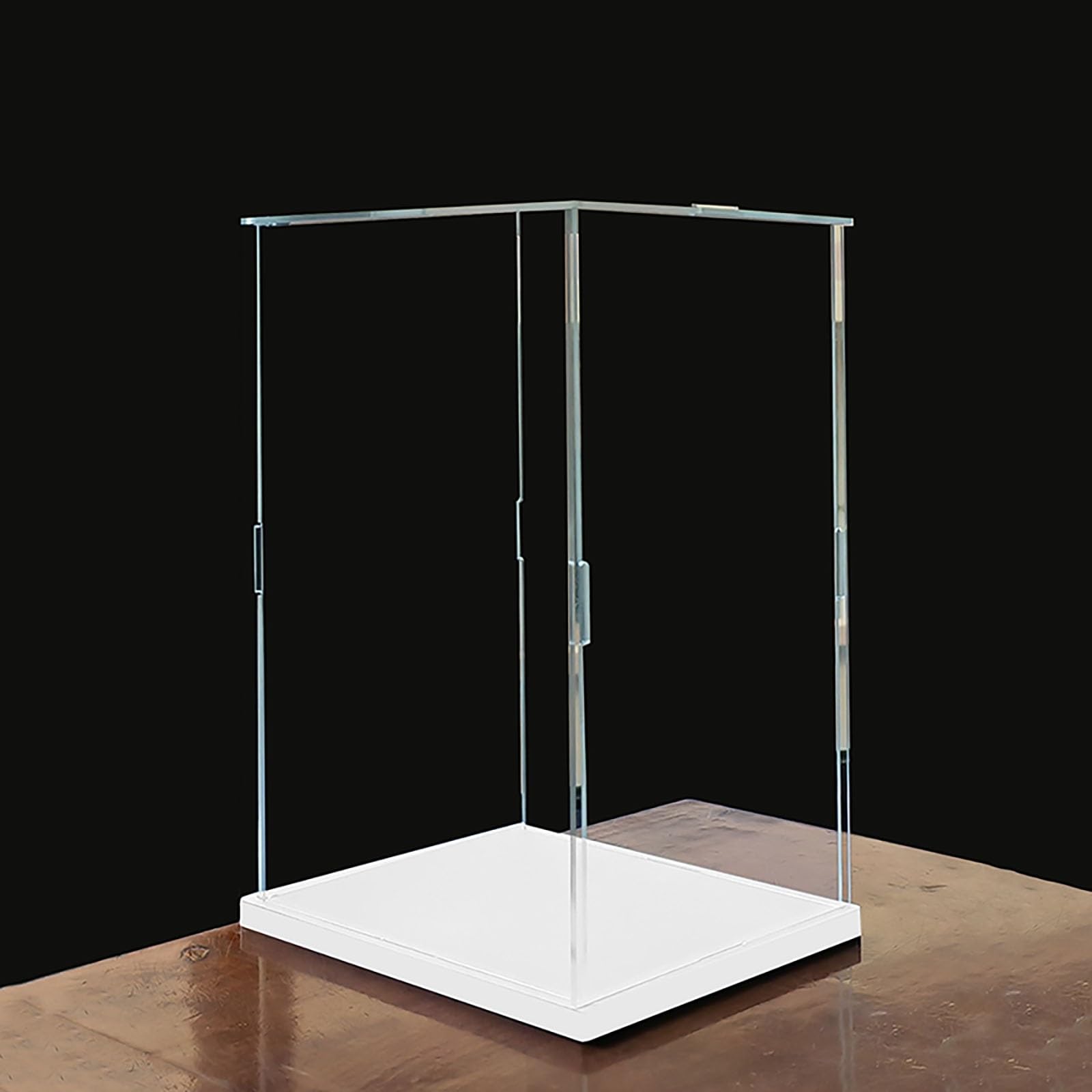 Clear Acrylic Display Box with Dustproof Cover, Showcase Storage Organizer for Miniature Models, Large Plastic Stand Organizer(White Base,15x15x15cm)