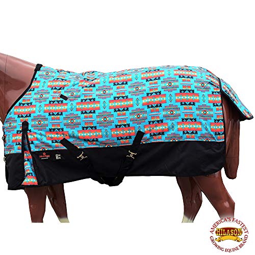 HILASON 72" 1200D Poly Waterproof Turnout Winter Horse Blanket Turquoise
