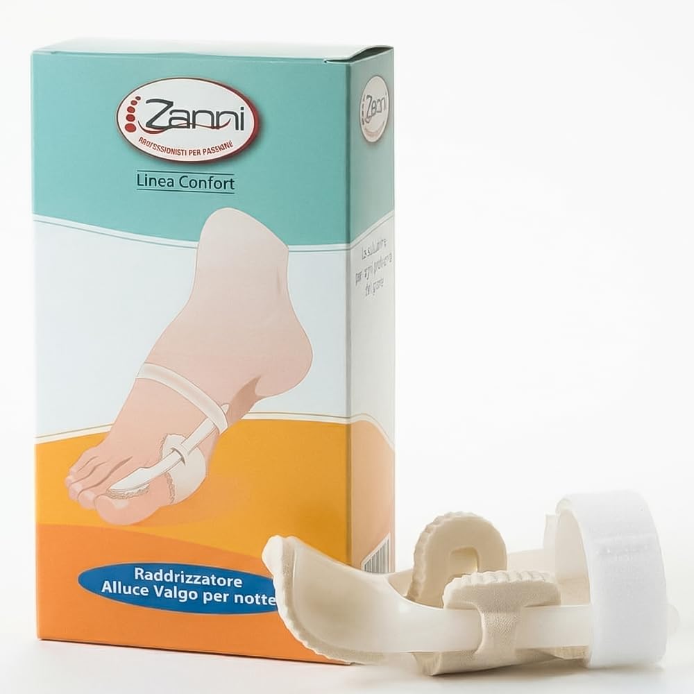 Zanni Tutore Alluce Valgo Notturno, Supporto Ortopedico Correttore Alluce Valgo Regolabile in ABS, Separatore Dita Piede Antidolore per Riallineamento Graduale, Leggero e Pratico, Taglia Unica