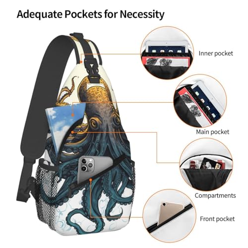 Sun Ocean Octopus Cross Chest Bag Diagonal para hombre y mujer miniatura 4