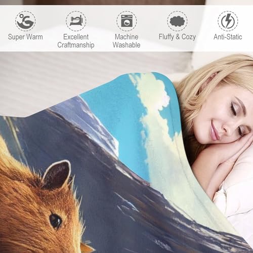 Couverture animal capybara douce chaude grand plaid lit jeté canapé flannel lavable 180x200cm