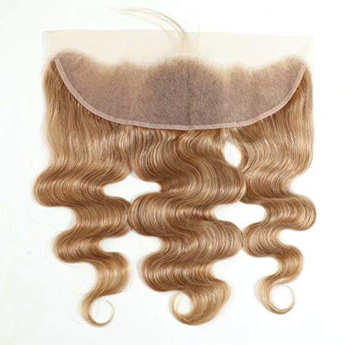13x4 Peruvian Body Wave Lace Frontal Ear to Ear with Baby Hair Honey Blonde Human Hair Closure Unprocessed Peruvian Virgin Hair Extension Full Lace Frontal Closure Bleached Knots(16 Inch)