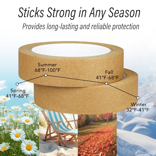 Image of 2 Pack Brown Painters Tape - Brown Masking Tape 1 Inch Wide - Multi-Surface, Smart Adhesion, Indoor & Outdoor - Paint Tape for DIY, Labeling, Art, Car, General Purpose - 180FT Total