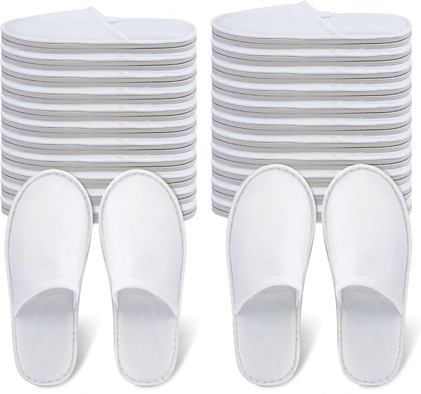 JackPro Comfort Disposable White TerryTowels Slippers for Home spa Party Guest Salons Hotels Hospital Home Travel and bathroom Close Toe Non-Slip Slippers (free size)-image-29