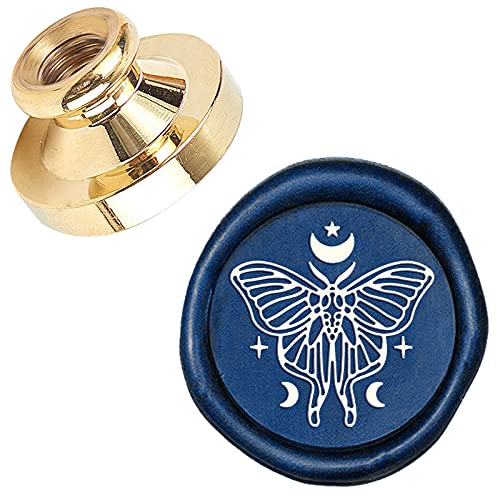 CRASPIRE Moth Moon Magic Wax Seal Stamp Head Only Replacement 25mm Vintage Butterfly Flying Sealing Wax Stamp Heads No Handle for Halloween Envelopes Cards Invitations Wedding Christmas Party