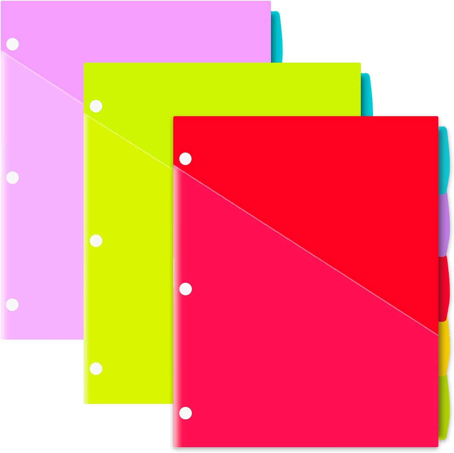 INFUN Plastic 5-Tab Binder Dividers with 2 Pockets - 15PCS