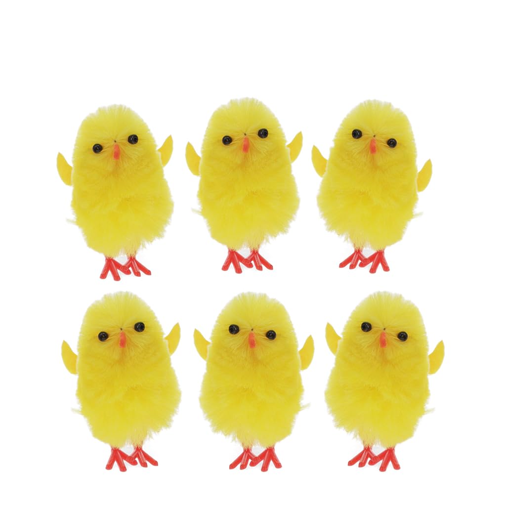 Rex London Yellow Fluffy Easter Decorations (Set Of 6) - Mini Chicks