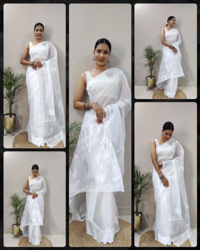 Image of Banarasi soft Cotton-Silk Saree with Unstitched Blouse - Graceful Design for Special Occasions, Weddings & Festivals