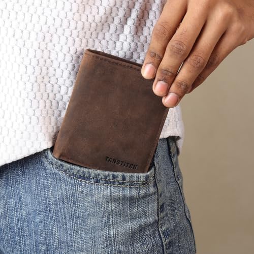 Image of TANSTITCH Men Leather Slim Wallet || Small, Minimalist & Thin Wallet || RFID Protected || Front Pocket Carry, Black