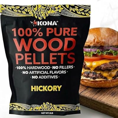 Kona 100% Hickory Smoker Pellets, Intended for Ninja Woodfire Outdoor Grill, 2 lb Resealable Bag