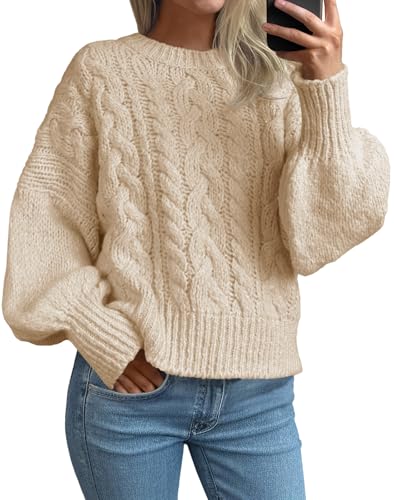 Saodimallsu Womens Cable Knit Sweaters Chunky Crew...