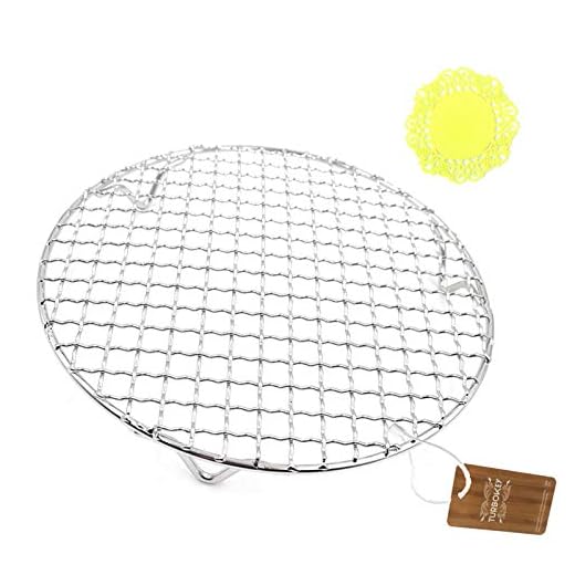 Turbokey Bacon Cooking Rack for Oven Use Dia 10.4" Wire Cooling Racks for Baking Round Stainless Steel Wire Cooking Racks/Carbon Baking Net/Grill/Pan Grate with Legs (265mm/10.4")