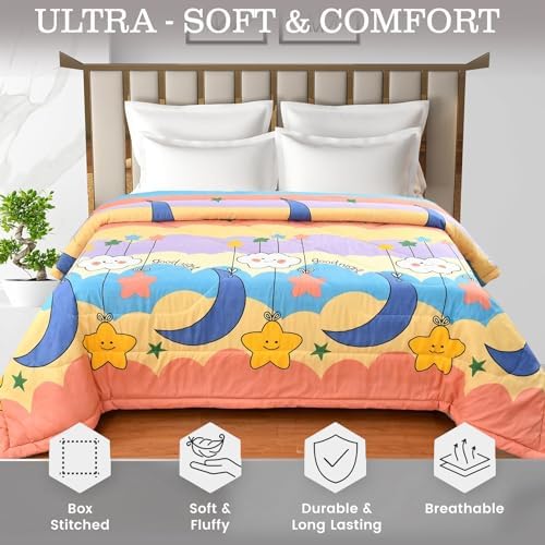 Image of FRESH FROM LOOM Microfiber Double Bed Kids Bed Blanket|Cartoon Printed for Kids Boy & Girls|Soft Children Comforter|All Seasons Blanket (90x100 Inches),TC - 144,Multicolor