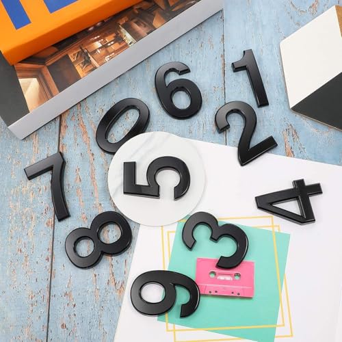 Image of 20 Pieces House Numbers Mailbox Numbers 0-9, 3D Door Address Numbers Self Adhesive Mailbox Numbers Sticker or House, Apartment, Office, Hotel Room, Mailbox Signs (Black, 2.76 Inch)