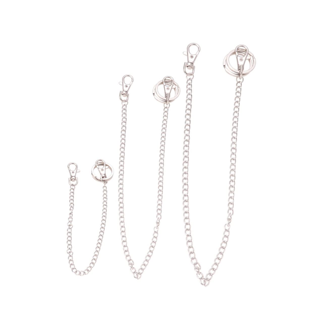 Ipetboom 3pcs Punk Metal Chain for Jeans and Pants Stylish Pocket Chains Lengths Accessories for Men and Women for Keys and Items