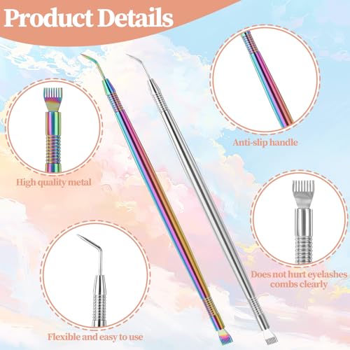 2 Stück Edelstahl Wimpernlifting Seperator,Ymapinc 2 in 1 Wimpernbürstchen Wimpernkamm Lash Lifting Zubehör Tool Wimpernverlängerung Werkzeug für Volume, Klassische und Wimpern