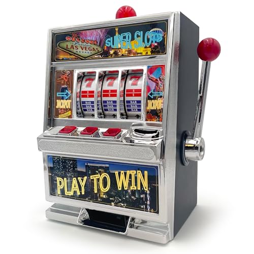 12.5' Large Play to Win Slot Machine Figurine - Black & Aluminum