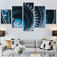 SIGNWIN 5 Panel Canvas Wall Art Architecture & Maps Closeup Cool Industrial Multicolor Patterns for Home Decorations Ready to Hang - 60