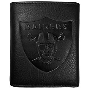 NFL Siskiyou Sports Mens Las Vegas Raiders Embossed Leather Tri-fold Wallet One Size Black