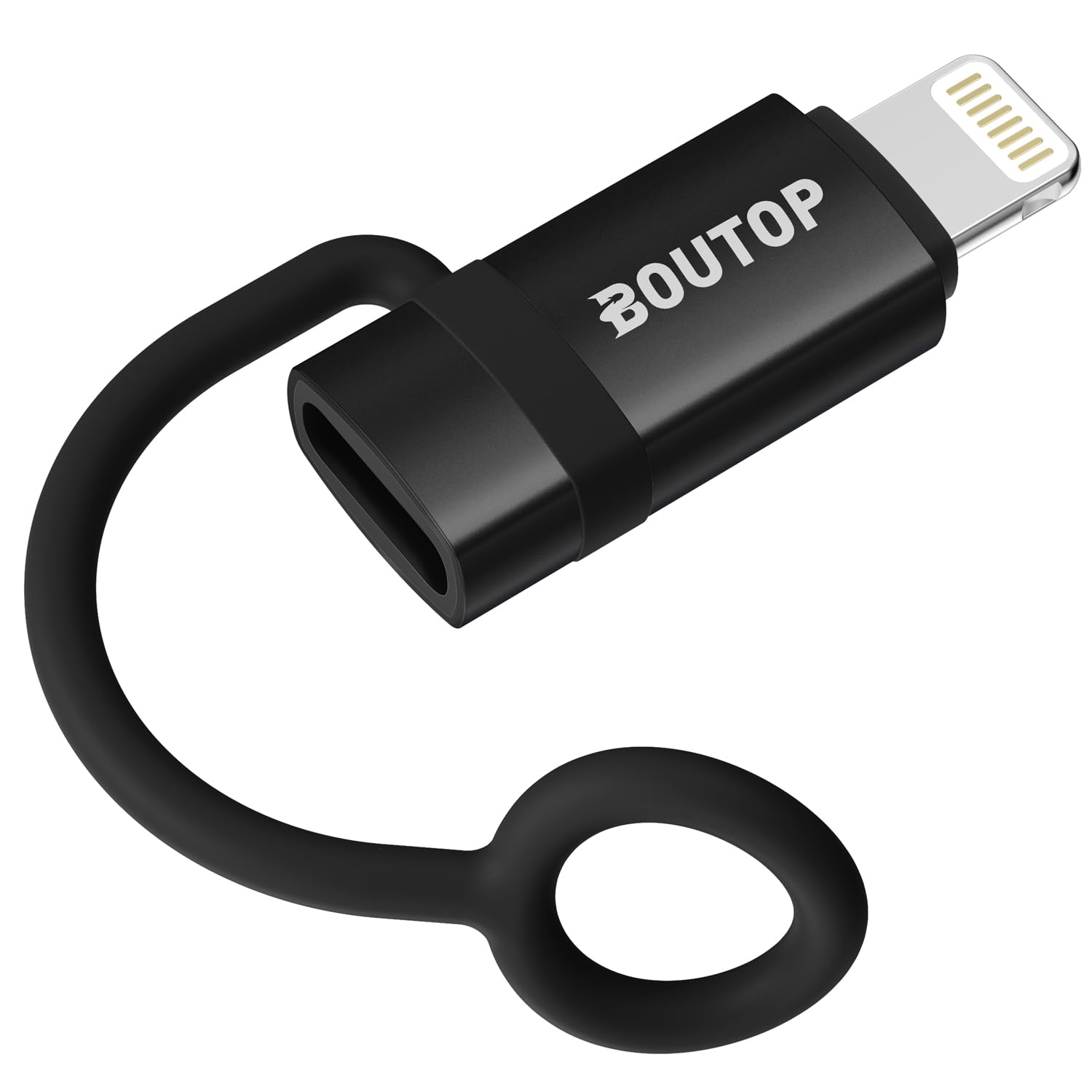 BOUTOP [Apple MFi Zertifiziert 36W USB C auf Lightning Adapter für Schnelles Laden und Datenübertragung,mit Anti-Verlust-Seil für iPhone 14 13 Pro Max,iPad Air 4/Mini 5,iPod-Schwarz