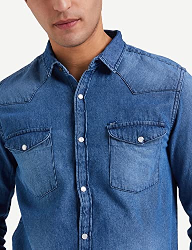 Image of Amazon Brand - INKAST Men's Solid Slim Fit Casual Shirt (IN-S-01C Ice Blue L)