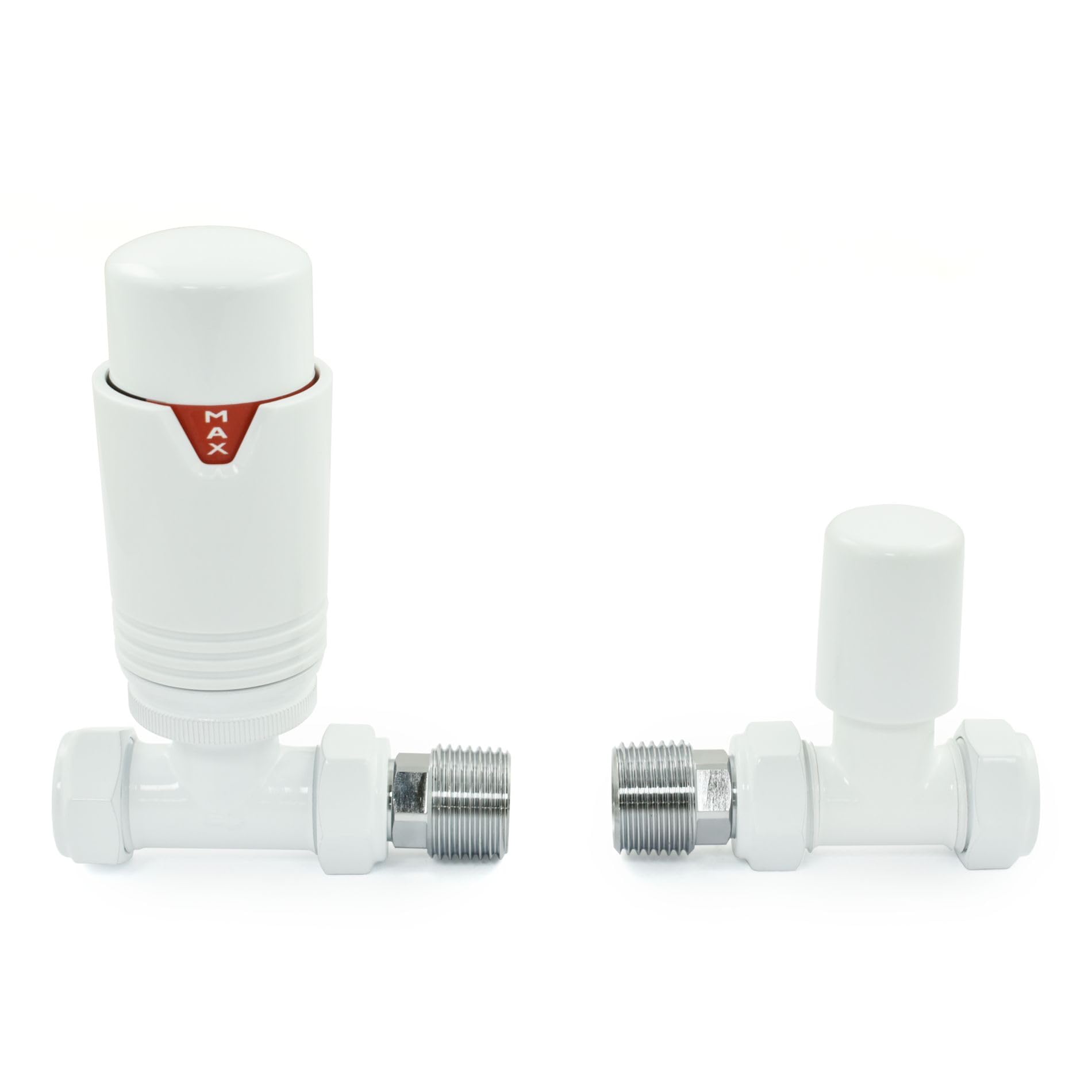 Toallero termostático con válvula de radiador recto TRV (todo blanco)