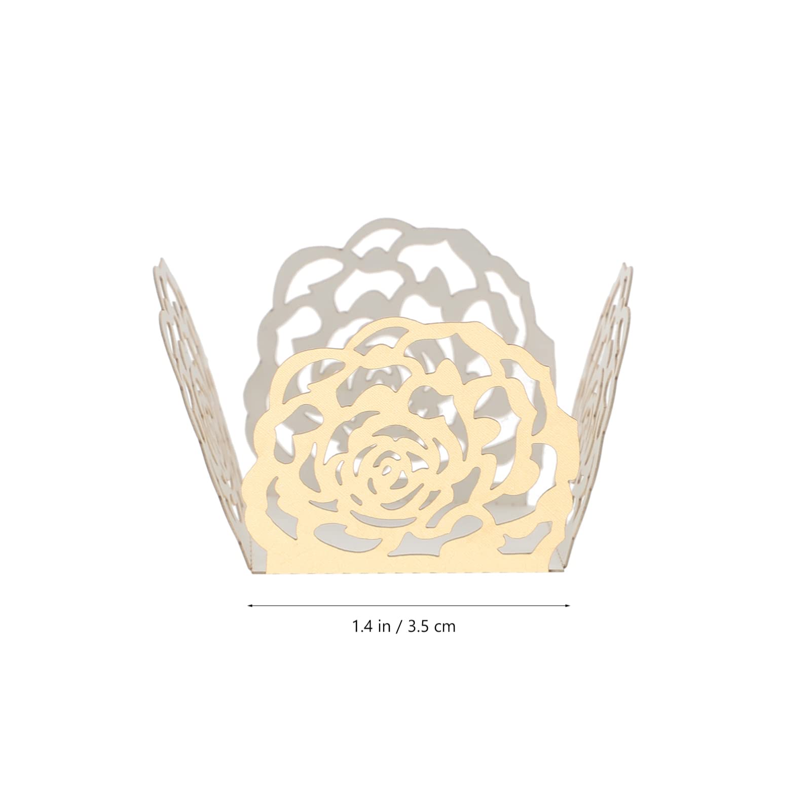 Cabilock 100Pcs Hollow Rose Trim Chocolate Candy Wrappers, Golden Paper Candy Cups for Chocolate Packaging, Wedding Party Dessert Table Decoration, 1.37x1.37x1.29 Inch