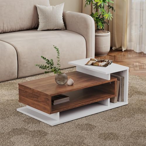 Image of Wakefit Center Table | 1 Yr Warranty | Coffee Table for Living Room Wooden, Tea Table for Living Room Wooden, Sofa Table, Free Installation from Brand, Modern Multi-Functional & Wobble-Free(Storiva)