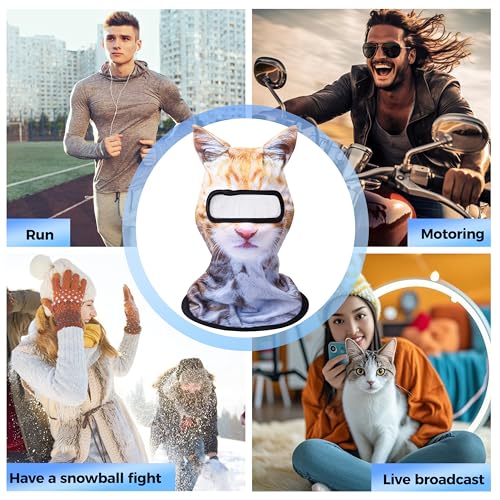 Image of 2 Pack 3D Cat Ski Mask with Ears - Funny Animal Balaclava Shiesty for Cosplay, Winter Festivals, Halloween, Outdoor Activities - Breathable Face Cover for Men & Women