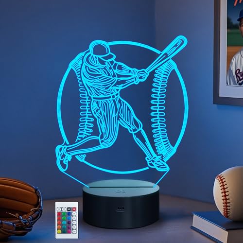 CoolGift Mart Baseball Night Light, 3D LED Optical Illusion