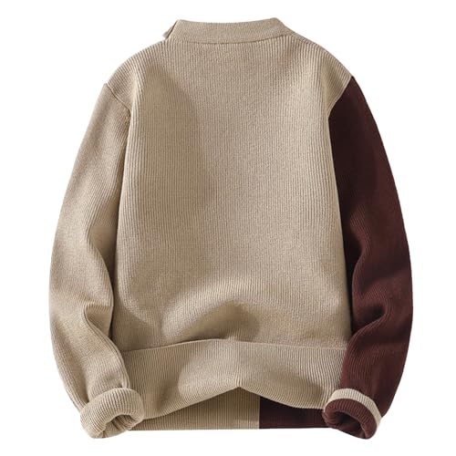 Cambkatl Cozy Color Block Sweater for Men Loose Crewneck Pullover Casual Long Sleeve Warm Winter Knitted Jumper Tops2