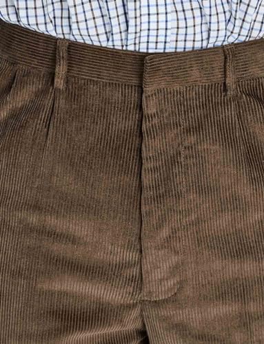 Chums Men's HIGH-Rise Pants Luxury Cotton Corduroy Trousers Olive3