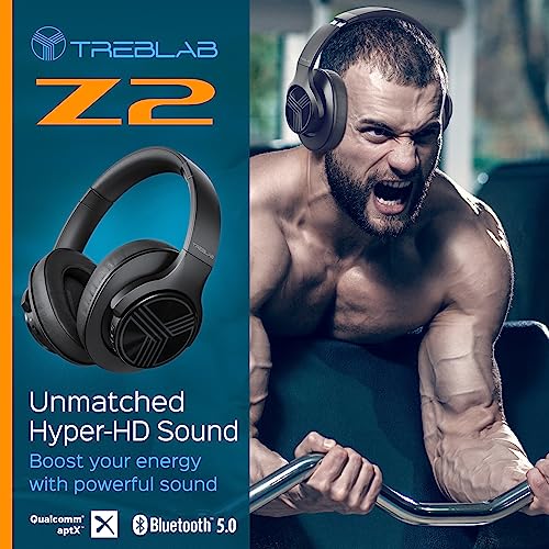 Treblab Z2 - Bluetooth Headphones Over Ear | 35H Battery Life | Active Noise Cancelling Headphones With Microphone | Wireless Headphones For Work, Travel, Tv, Pc, Phone Calls (Black) #TOP2