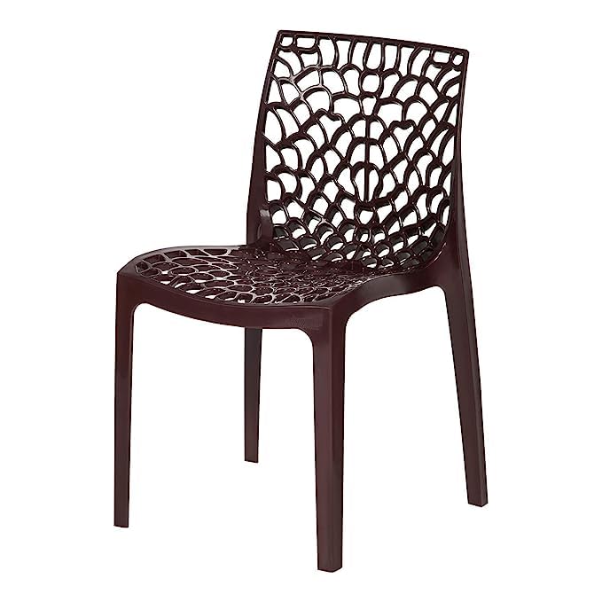 Image of Supreme Web Plastic Chair |Armless Chair for Dining Room Set, Home, Cafe & Outdoor Use |Weight Bearing Upto 220kgs (Color:Globus Brown ; Set of 2)
