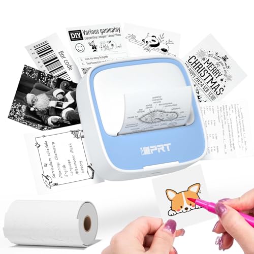 Image of iDPRT Sticker Printer, Portable Sticker Maker Machine, Mini Inkless Bluetooth Thermal Printer for iPhone & Android, Pocket Printer for Labels, Barcodes, DIY Journaling, Kids Gift, Blue