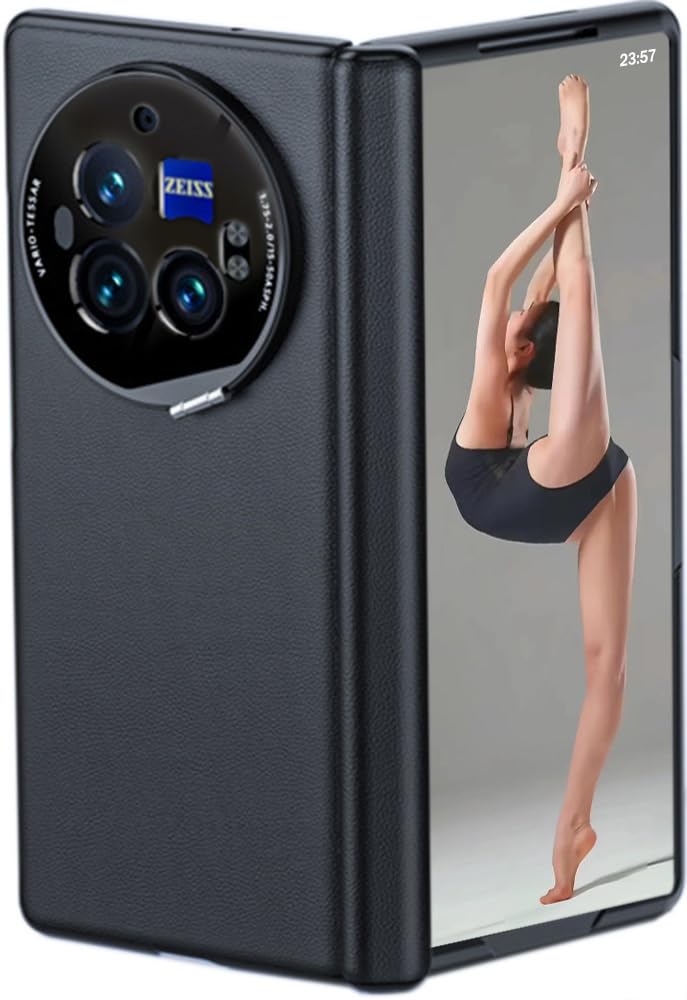 Skórzany Etui do VIVO X Fold3 Pro Uchwyt, Zawiasny Etui do Telefonu dla X Fold 3 Pro, Powłoka Telefonu Komórkowego, Rama Wsparcia