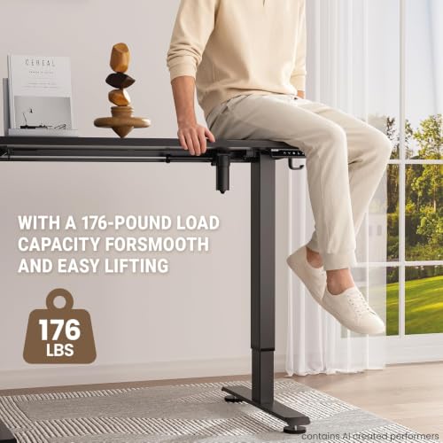 Image of Veken 47.2 Inch Large Electric Standing Desk, Gaming Table, Black