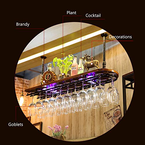Soporte colgante para vinos con 2 niveles de madera y hierro miniatura 3