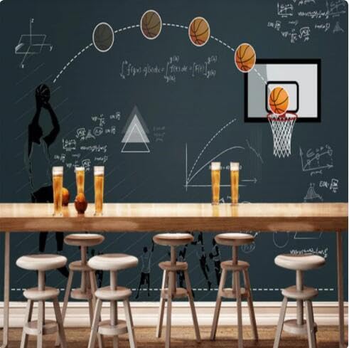 Función De Pizarra De Baloncesto 3D Restaurante Bar Papel De Pared Gimnasio Escuela Decoración Industrial Mural Fondos De Pantalla 3D-250Cmx175Cm