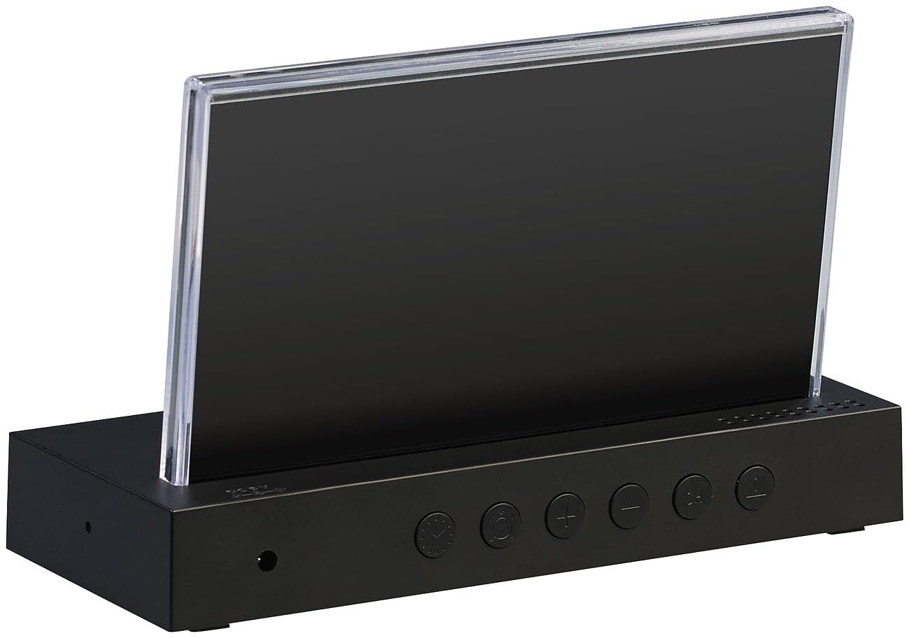infactory Cyfrowy Zegar Ścienny z Radiową Stacją Pogodową, Bezramkowym Wyświetlaczem LCD i Czujnikiem Zewnętrznym (Miernik, Kolor)