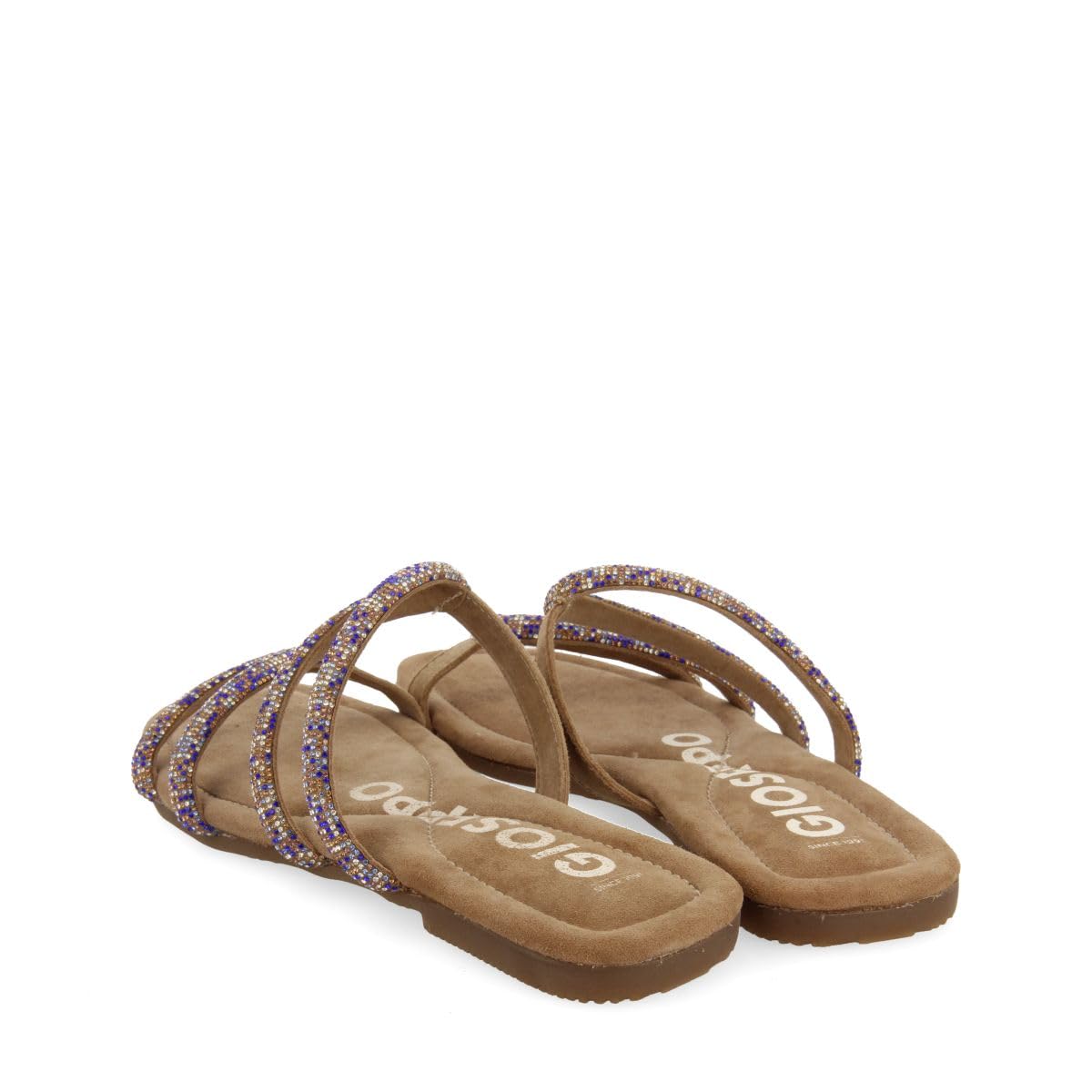 Sandali Taupe in Pelle con Strisce con Gioielli per Donna TEMELEC