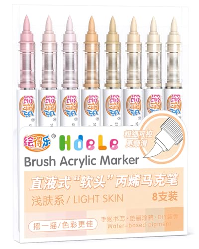 Guangna Skin Tone Acrylic Paint Markers, Skin Color Brush Tip Acrylic Paint Pens For Pumpkin Paint, Christmas Art, Rock Painting, Wood, Glass, Ceramic, Canvas, Stone, Diy Crafts