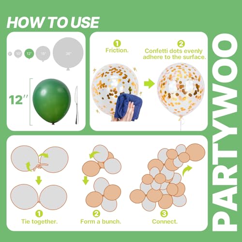 Image of PartyWoo Black Gold and Green Balloons 66pcs 12 Inch Black Gold Green Balloons for Graduation Baby Shower Birthday New Year's Eve Anniversary Bachelorette Retirement Engagement Party Decorations