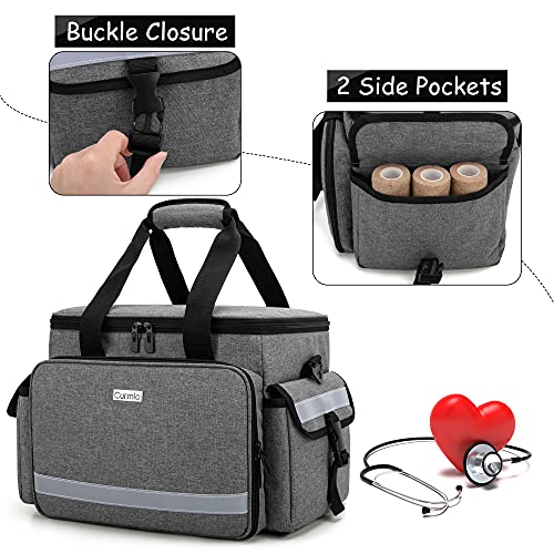 image for CURMIO Medical Bag, Empty First Aid Bag with Dividers for Home Health 