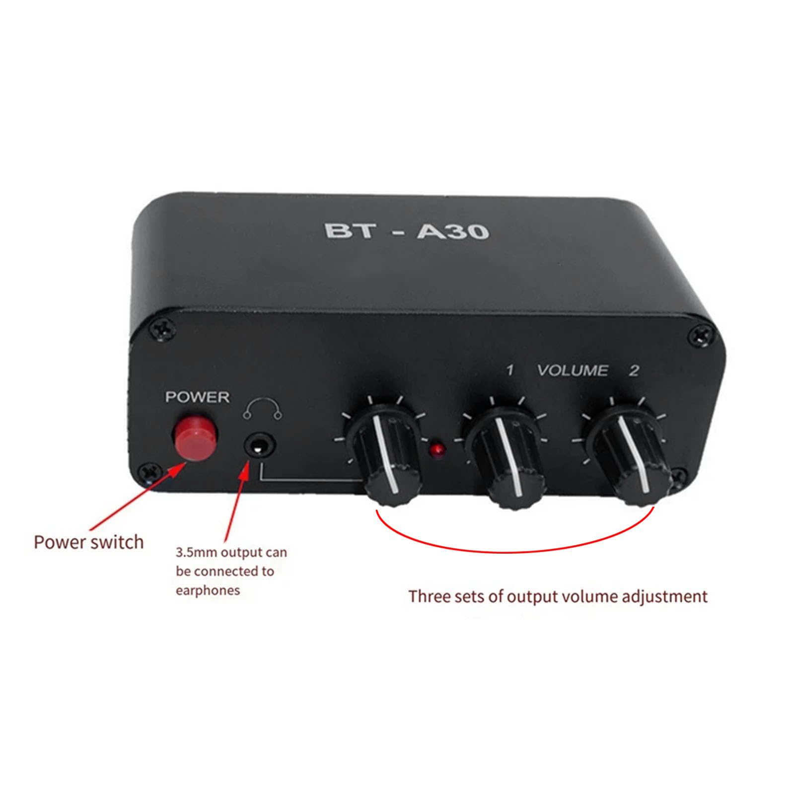 Préamplificateur Sonore BT, Mini Préampli Stéréo HiFi avec 5.0, Gain de 20db, 3 Sorties pour Haut-parleurs de Cinéma Maison, Platine Phono