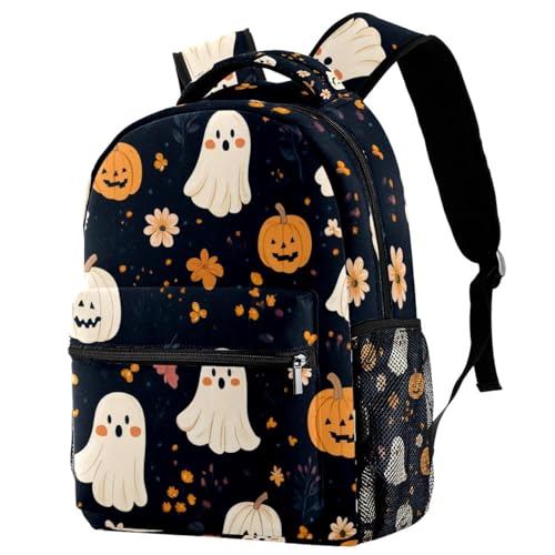 Sac à dos voyage 29x20x40cm imprimé citrouille lanterne fantômes floraux pour étudiante et ado