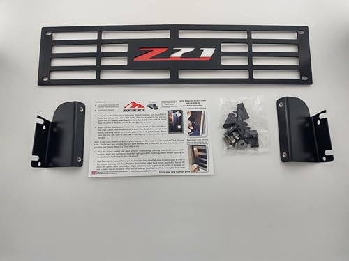 Miniatura 1 de Rejilla de acero inoxidable y pintura electrostática negra para insertar en defensa de 2015+ Chevy Silverado 25003500HD Edición "Z-71"