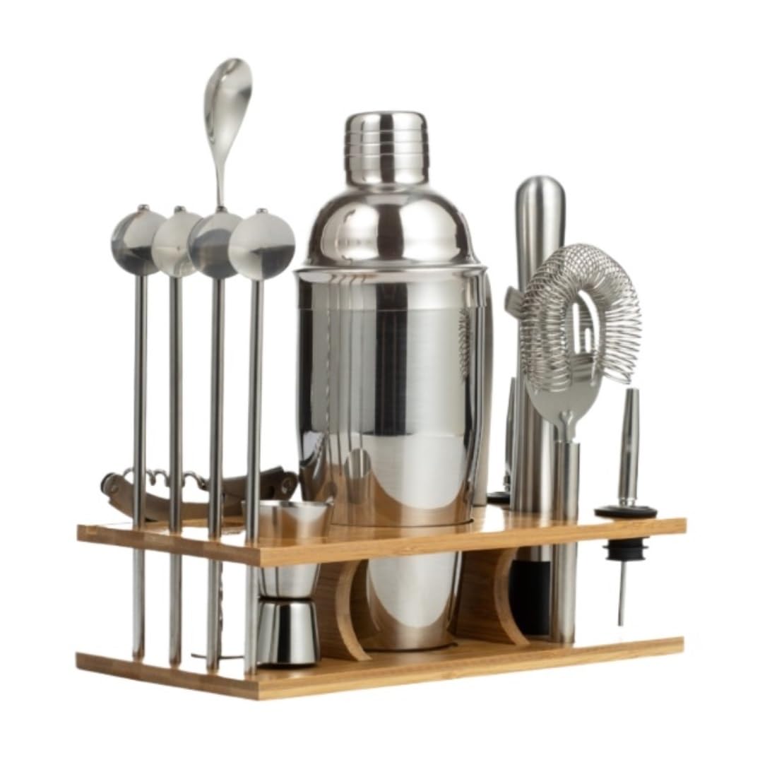 Coctelera Profesional Juego De Coctelera De 13 Piezas, Kit De Barman De Acero Inoxidable para Herramientas De Barra Mezcladora De Bebidas con Soporte Kit Coctelería